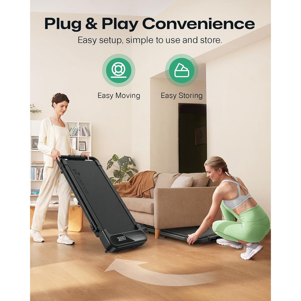 UREVO Strol 2E Pro Smart Walking Pad Treadmill with APP, 12% Incline, Compact Walking Pad with Safety Handle, Plug & Play, Desk Treadmill with LED Display, Walking & Running for Home Office