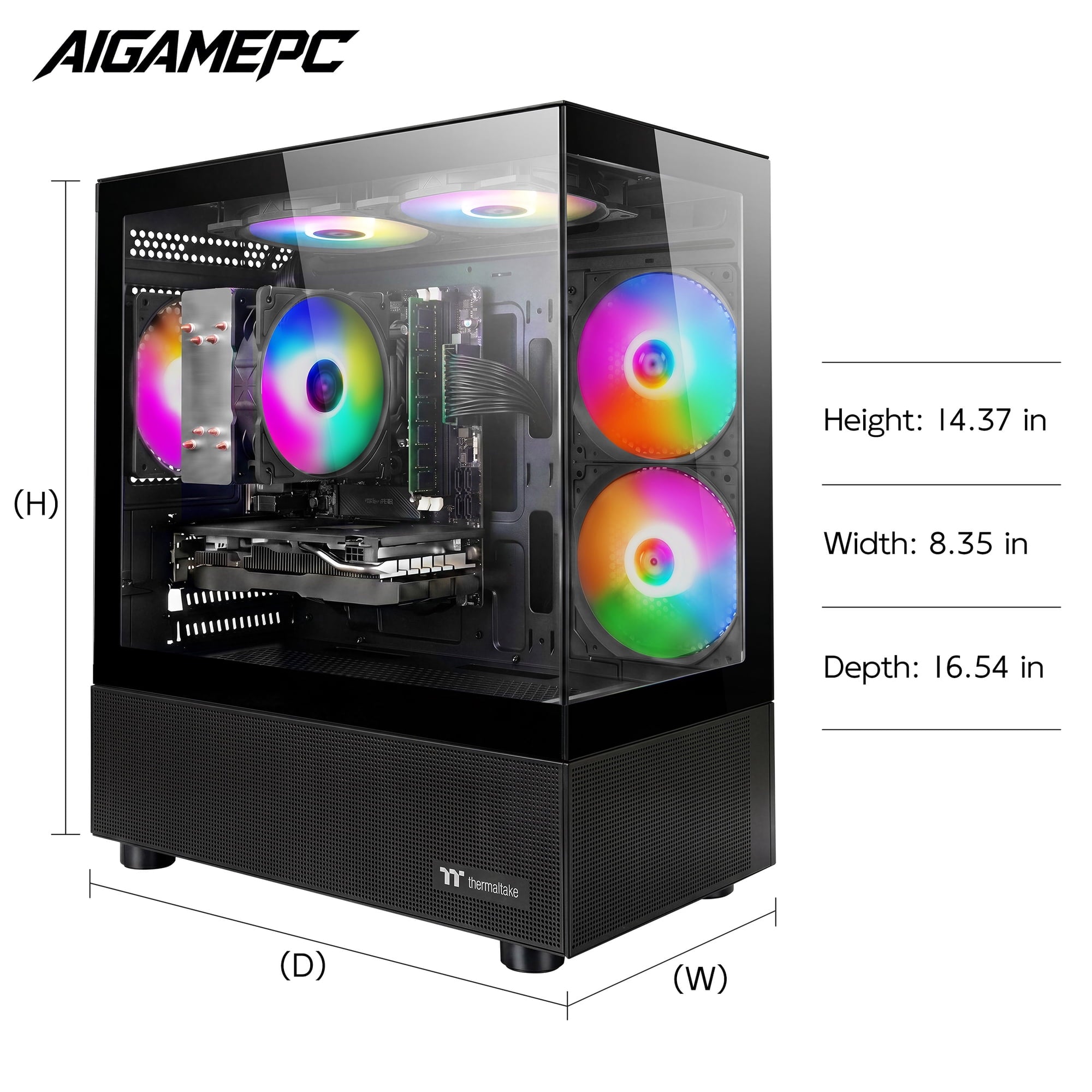 AIGAMEPC Gaming PC Desktop Computer, AMD R7 4700 LE,RTX 3050 6G,16GB DDR4,512GB M.2 SSD, BX3 550W 80PLUS Bronze PSU, RGB Fan x5, WiFi Ready & Windows 11 Home, Black