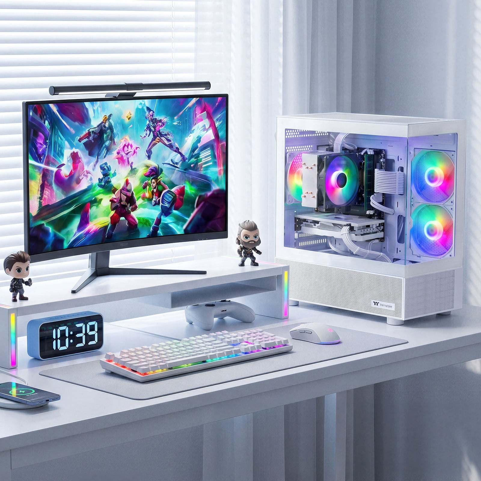 AIGAMEPC Gaming PC Desktop Computer, Intel Core i7 up to 4.0GHz, GTX 1660 Super 6GB, 16GB RAM, 512GB M.2 SSD, BX3 550W 80PLUS Bronze PSU, WiFi 5, RGB Fan x5, Windows 11 Home, White PC